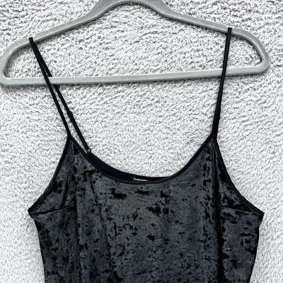 VICTORIA'S SECRET Black Crushed Velvet‎ Slip Dress Y2K M/L Goth Grunge 90s - Picture 9 of 13